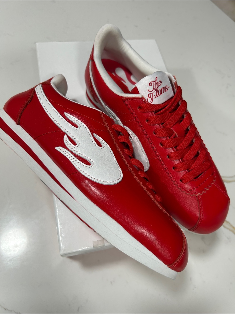 Men’s Red Athletic Sneakers with White Swoosh - Picture 2 of 5
